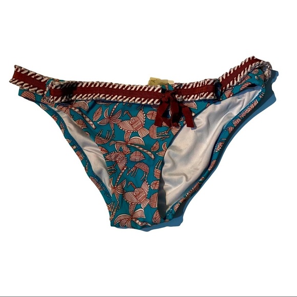 Victorias Secret Turquoise Maroon Belt Aztec Print Quetzalcoatl Bikini Bottom XS - Picture 1 of 8